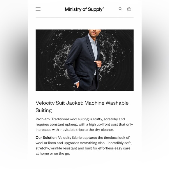 Ministry of Supply - Velocity Suit Jacket - 36 - Graphite NWT wrinkle resistant - Picture 7 of 12